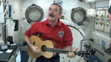 Chris Hadfield leading the singalong from space