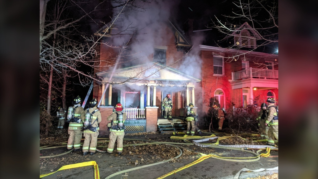 Crews battled a fire at an abandoned home on Daly Avenue in Sandy Hill overnight. (Ottawa Fire Services)