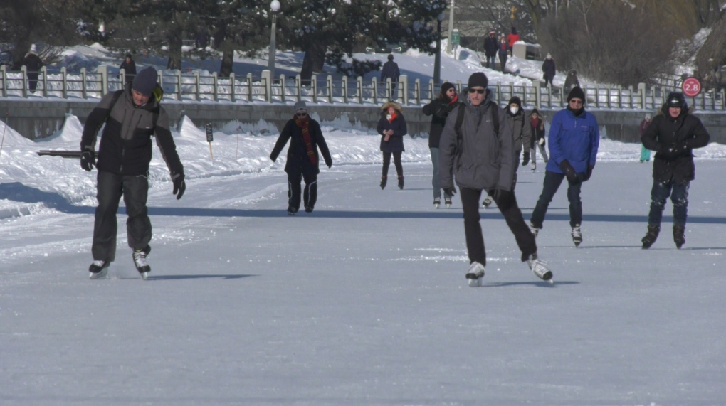 Skaters on the Rideau Canal on Tuesday, Jan. 25, 2022. (Leah Larocque/CTV News Ottawa)