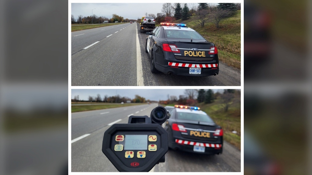Ontario Provincial Police say an officer observed a driver going 170 km/h on Hwy. 416 in Ottawa on Wednesday. (Ontario Provincial Police/Twitter)