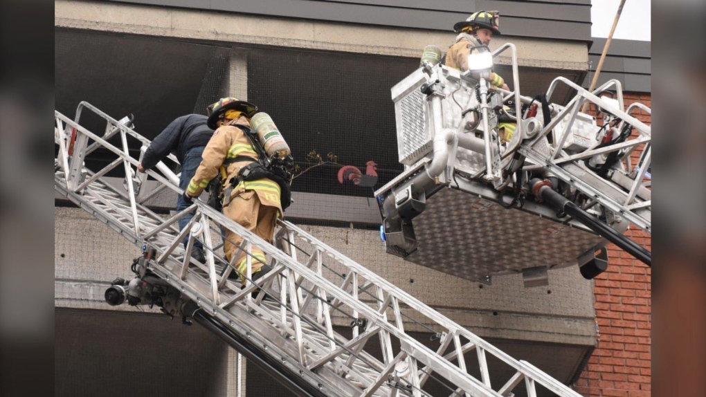 Firefighters rescued several residents from a Gladstone Avenue apartment building during a fire on Saturday afternoon. (Ottawa Fire Service/Twitter) 