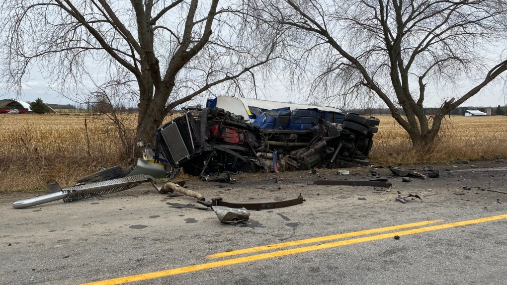 A driver escaped serious injury when their vehicle flipped onto its side in eastern Ontario on Tuesday morning. (OPP)