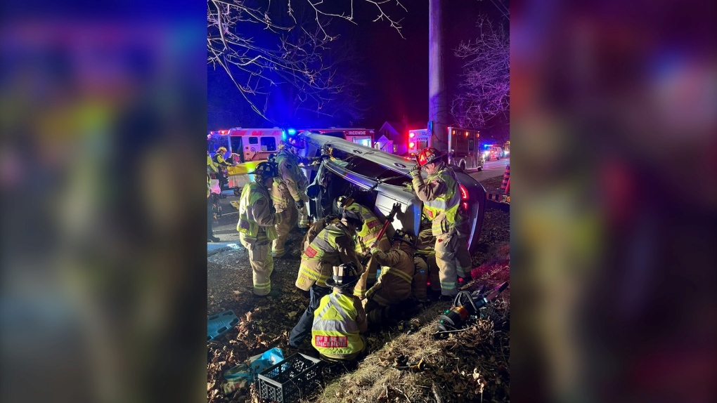 Ottawa firefighters responded to a crash at Fisher Avenue and Shillington Avenue on Thursday. (Ottawa Fire Service/Twitter) 