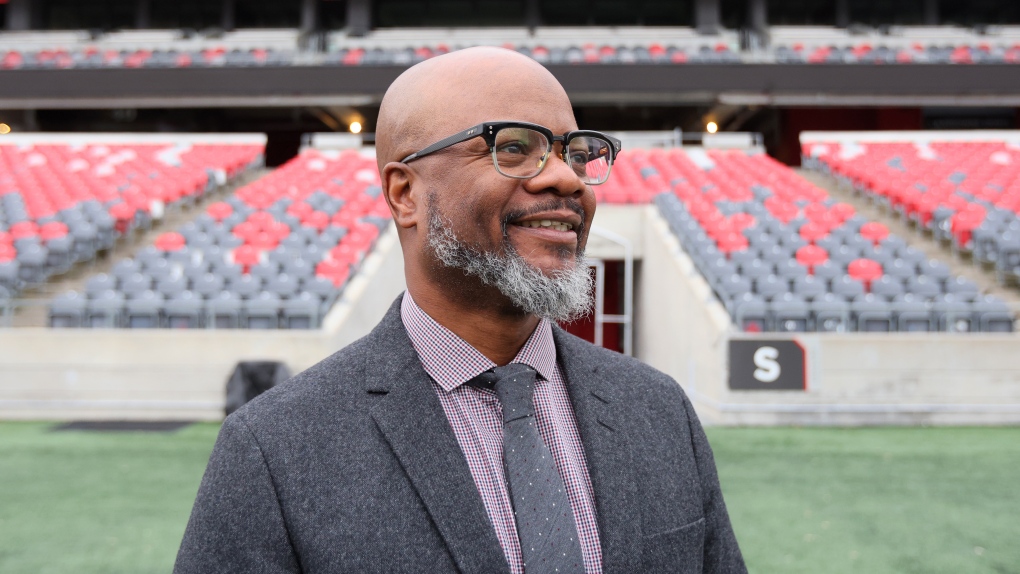Bob Dyce poses for a photo after being named as the new head coach of the Ottawa RedBlacks CFL team at TD Place in Ottawa on Friday, December 2, 2022. (Patrick Doyle/THE CANADIAN PRESS)
