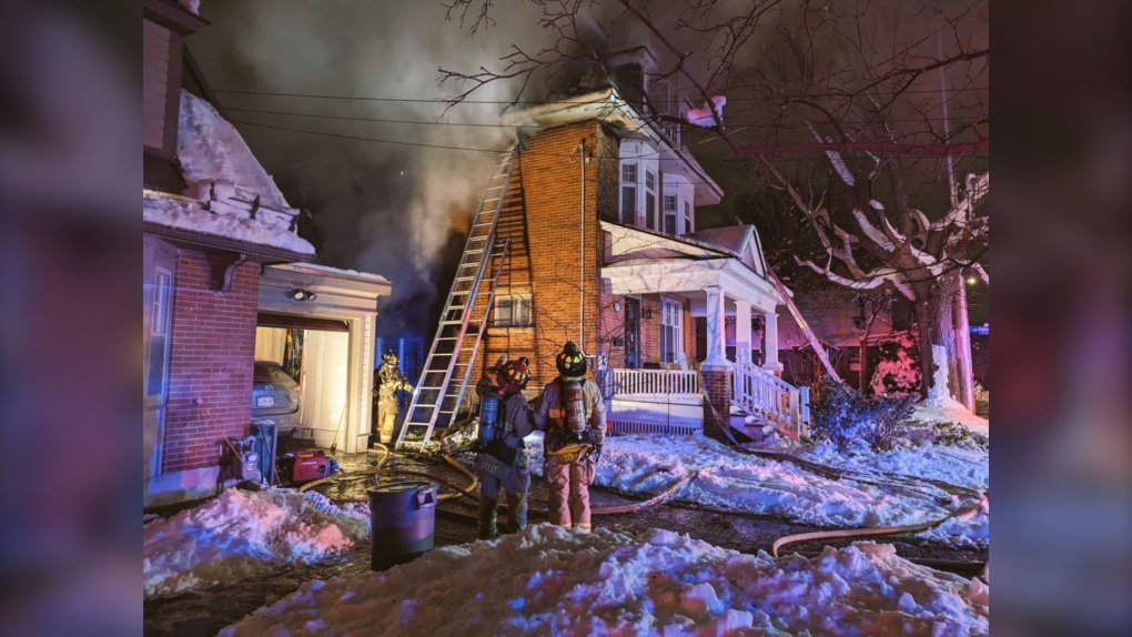 Fire crews took nearly two hours to put out a two-alarm fire on Cameron Avenue in Old Ottawa South overnight. (Ottawa Fire Services)