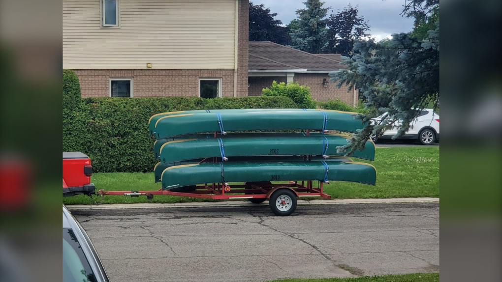 The 3018 Royal Canadian Army Cadets in Orleans say a trailer with six green canoes has been stolen. (3018 Royal Canadian Army Cadets – Orleans/Facebook)