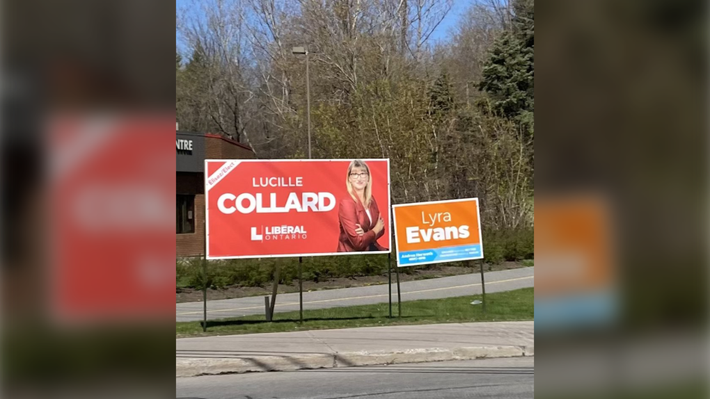 Ottawa Vanier Liberal candidate Lucille Collard says her campaign signs were defaced overnight. (LucilleCollard/Twitter)