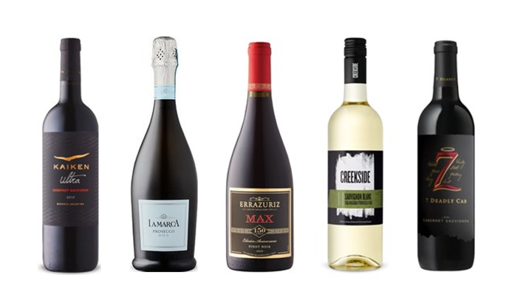 Kaiken Ultra Cabernet Sauvignon 2019, La Marca Prosecco, Errázuriz Max Pinot Noir 2020, Creekside Sauvignon Blanc 2020, 7 Deadly Cabernet Sauvignon 2019 