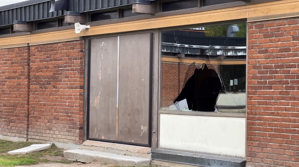 École secondaire Mont-Bleu is closed to students and staff after vandals broke inside the building over the long weekend. Gatineau, Que. Sept. 6, 2022. (Tyler Fleming / CTV News Ottawa)
