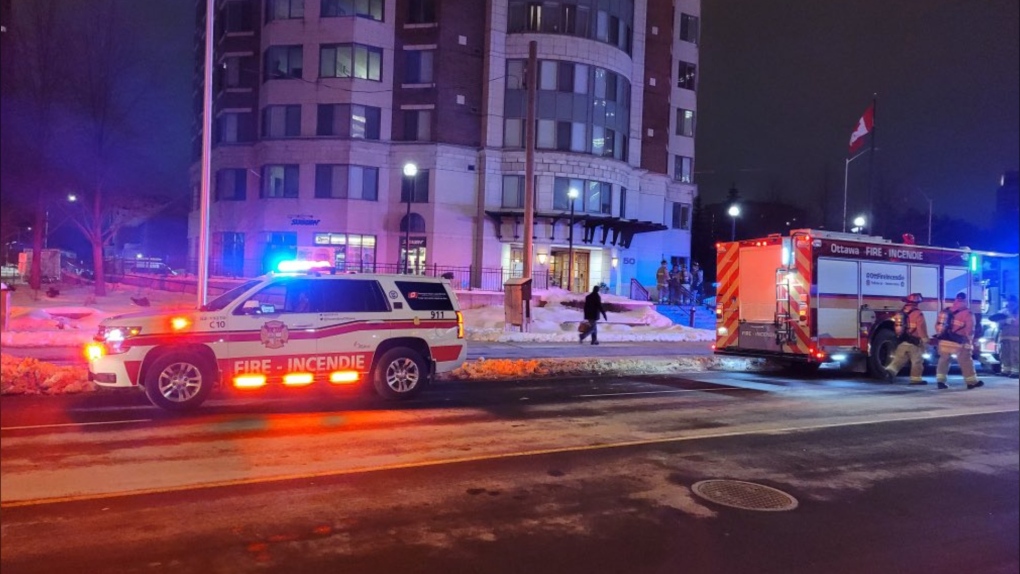 Residents of an Ottawa highrise had to evacuate the building overnight Wednesday after a carbon monoxide scare. (Ottawa Fire Services)

