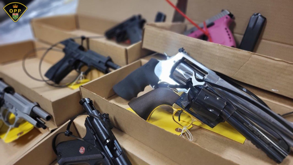 OPP provided a photo of some of the guns that were seized by officers in a wide-ranging drug and guns bust. (OPP)