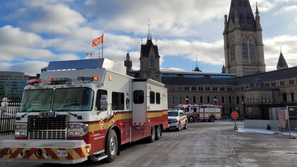 Ottawa Fire Services responded to Parliament Hill Tuesday, Nov. 28 for a hazardous materials call related to foundation repair work. (Ottawa Fire Services/X)