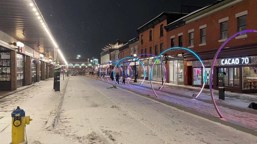 The Sonic Runway light-art installation on William Street in the ByWard Market. It's part of the festivities for Winterlude. (Josh Pringle/CTV News Ottawa) 