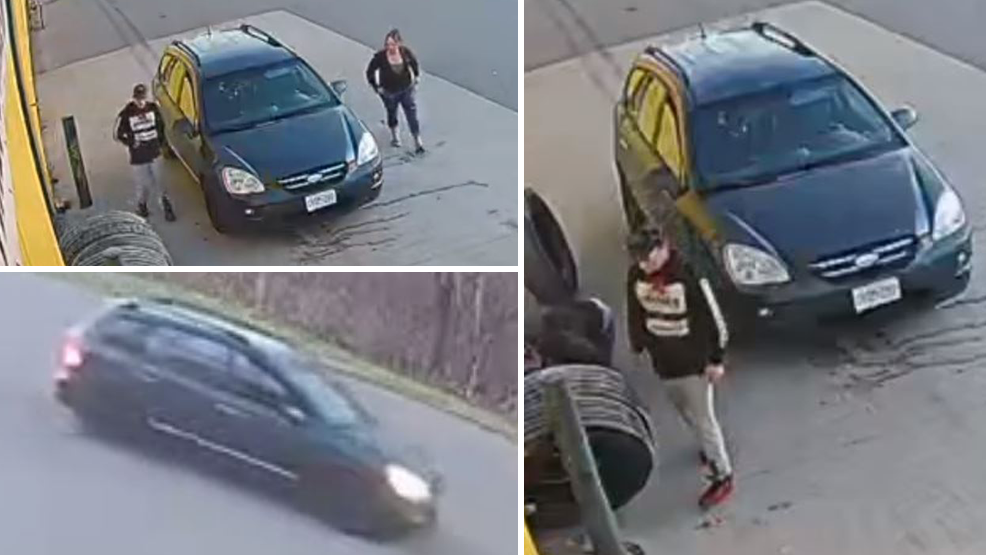 Kingston police are asking for help identifying these people and locating the vehicle pictured in connection with thefts in the city's north end. (Kingston police/handout)