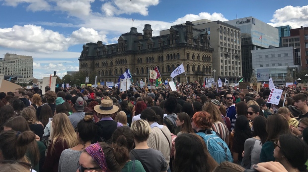 Thousands gather on Parliament for climate strike
