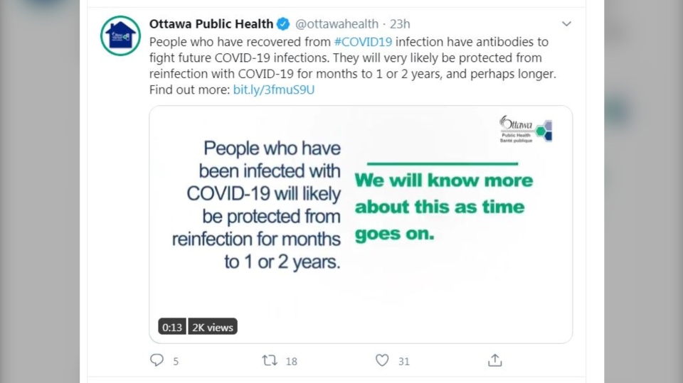 Ottawa Public Health tweet