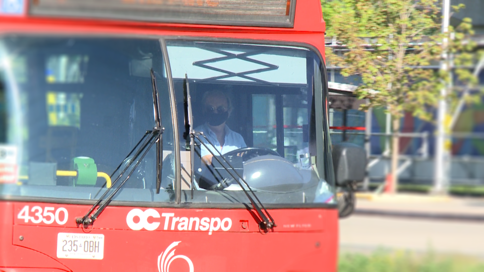 OC Transpo bus driver wearing mask