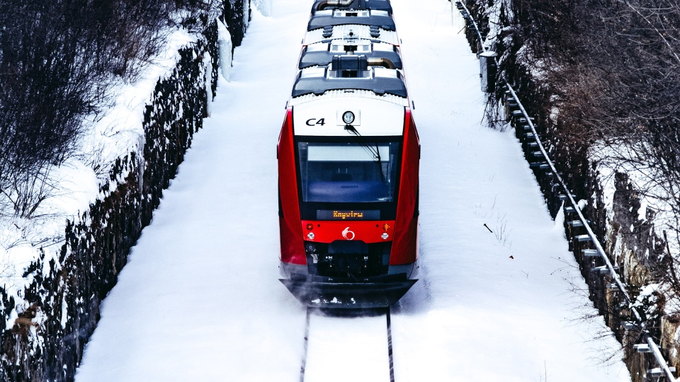 O-Train in the winter