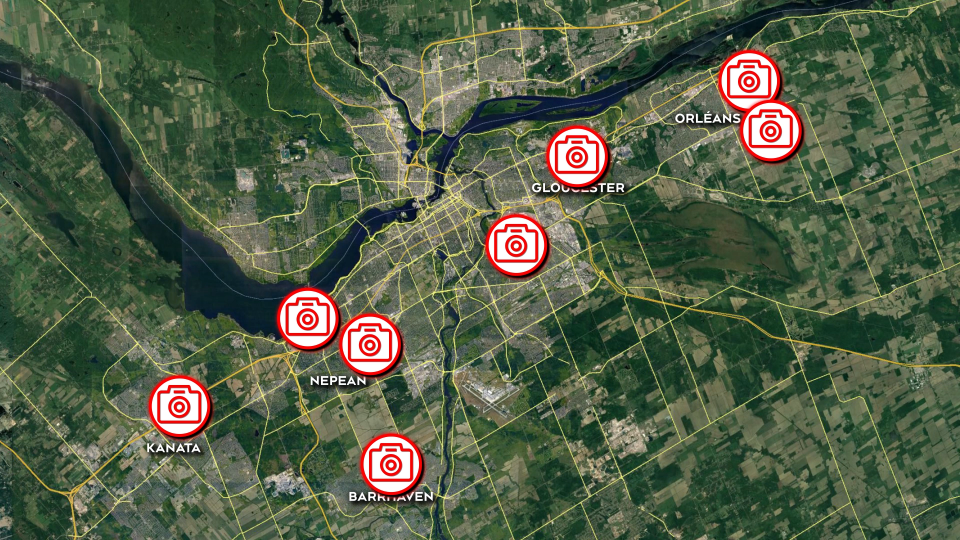 Photo radar locations in Ottawa