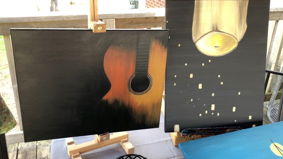 Stringless guitar painting JoAnne Simon