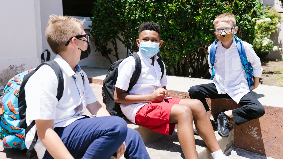 Students wearing masks