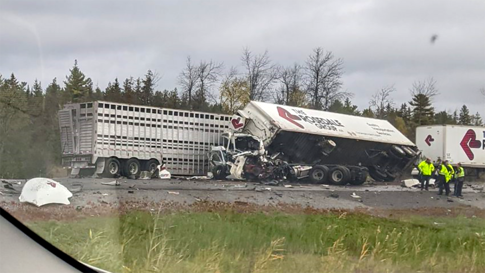 Tractor trailer crash Kingston